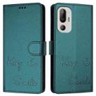 For HTC U24 Pro Smile Embossing RFID Leather Phone Case(Peacock Green) - 3