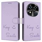 For Oukitel C37 Smile Embossing RFID Leather Phone Case(Light Purple) - 3