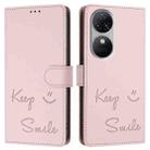 For Oukitel C38 Smile Embossing RFID Leather Phone Case(Pink) - 3