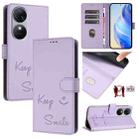 For Oukitel C38 Smile Embossing RFID Leather Phone Case(Light Purple) - 1