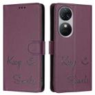 For Oukitel C38 Smile Embossing RFID Leather Phone Case(Violet) - 3