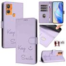 For Oukitel C33 Smile Embossing RFID Leather Phone Case(Light Purple) - 1