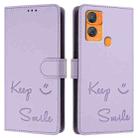 For Oukitel C33 Smile Embossing RFID Leather Phone Case(Light Purple) - 3