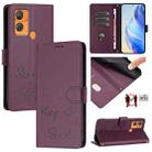 For Oukitel C33 Smile Embossing RFID Leather Phone Case(Violet) - 1