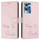 For Oukitel C32 Smile Embossing RFID Leather Phone Case(Pink) - 3