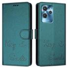 For Oukitel C32 Smile Embossing RFID Leather Phone Case(Peacock Green) - 3