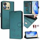 For Oukitel C57s Smile Embossing RFID Leather Phone Case(Peacock Green) - 1