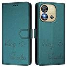 For Oukitel C57s Smile Embossing RFID Leather Phone Case(Peacock Green) - 3