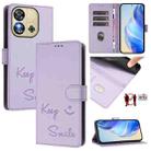 For Oukitel C57s Smile Embossing RFID Leather Phone Case(Light Purple) - 1