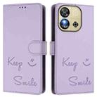 For Oukitel C57s Smile Embossing RFID Leather Phone Case(Light Purple) - 3