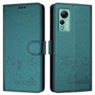 For Ulefone Note 14 Smile Embossing RFID Leather Phone Case(Peacock Green) - 3