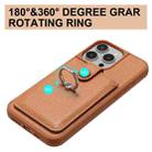 For iPhone 16 Pro Max Litchi Texture Drawing Card Bag Ring Holder Phone Case(Brown) - 3