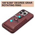 For iPhone 16 Pro Max Litchi Texture Drawing Card Bag Ring Holder Phone Case(Wine Red) - 3