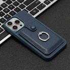 For iPhone 16 Pro Max Litchi Texture Drawing Card Bag Ring Holder Phone Case(Blue) - 2