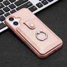 For iPhone 16 Litchi Texture Drawing Card Bag Ring Holder Phone Case(Rose Gold) - 2