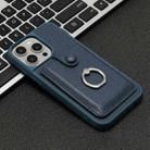 For iPhone 15 Pro Max Litchi Texture Drawing Card Bag Ring Holder Phone Case(Blue) - 2