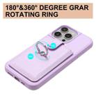 For iPhone 15 Pro Max Litchi Texture Drawing Card Bag Ring Holder Phone Case(Purple) - 3