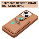 For iPhone 15 Litchi Texture Drawing Card Bag Ring Holder Phone Case(Brown) - 3