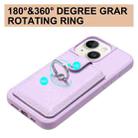 For iPhone 15 Litchi Texture Drawing Card Bag Ring Holder Phone Case(Purple) - 3