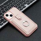 For iPhone 14 / 13 Litchi Texture Drawing Card Bag Ring Holder Phone Case(Rose Gold) - 2