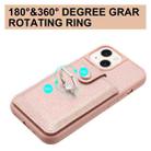 For iPhone 14 / 13 Litchi Texture Drawing Card Bag Ring Holder Phone Case(Rose Gold) - 3