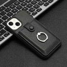 For iPhone 14 / 13 Litchi Texture Drawing Card Bag Ring Holder Phone Case(Black) - 2