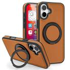 For iPhone 16 Plus Yashi 360 Degree Rotating MagSafe Holder Phone Case(Brown) - 1