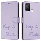 For ZTE Blade A52 Smile Embossing RFID Leather Phone Case(Light Purple) - 3