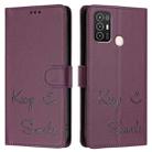 For ZTE Blade A52 Smile Embossing RFID Leather Phone Case(Violet) - 3