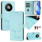 For ZTE Blade A73 5G Smile Embossing RFID Leather Phone Case(Mint Green) - 1