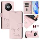 For ZTE Blade A73 5G Smile Embossing RFID Leather Phone Case(Pink) - 1