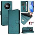 For ZTE Blade A73 5G Smile Embossing RFID Leather Phone Case(Peacock Green) - 1