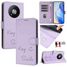 For ZTE Blade A73 5G Smile Embossing RFID Leather Phone Case(Light Purple) - 1