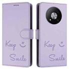 For ZTE Blade A73 5G Smile Embossing RFID Leather Phone Case(Light Purple) - 3