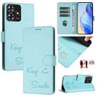 For ZTE Blade A73 4G Smile Embossing RFID Leather Phone Case(Mint Green) - 1