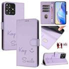 For ZTE Blade A73 4G Smile Embossing RFID Leather Phone Case(Light Purple) - 1