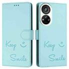 For ZTE Blade V40s Smile Embossing RFID Leather Phone Case(Mint Green) - 3