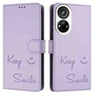 For ZTE Blade V40s Smile Embossing RFID Leather Phone Case(Light Purple) - 3