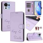 For ZTE Blade V50 Vita Smile Embossing RFID Leather Phone Case(Light Purple) - 1