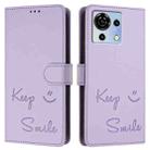 For ZTE Blade V50 Vita Smile Embossing RFID Leather Phone Case(Light Purple) - 3