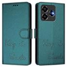 For ZTE Blade V60 Vita Smile Embossing RFID Leather Phone Case(Peacock Green) - 3