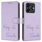 For ZTE Blade V60 Vita Smile Embossing RFID Leather Phone Case(Light Purple) - 3