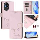 For ZTE Blade A35 Lite Smile Embossing RFID Leather Phone Case(Pink) - 1