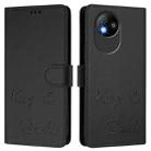 For ZTE Blade A35 Lite Smile Embossing RFID Leather Phone Case(Black) - 3