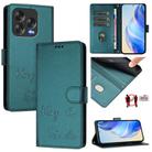 For ZTE Blade V70 Design Smile Embossing RFID Leather Phone Case(Peacock Green) - 1