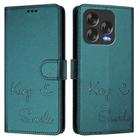 For ZTE Blade V70 Design Smile Embossing RFID Leather Phone Case(Peacock Green) - 2