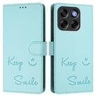 For ZTE Blade V70 Smile Embossing RFID Leather Phone Case(Mint Green) - 2