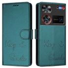 For ZTE nubia Z60 Ultra Smile Embossing RFID Leather Phone Case(Peacock Green) - 2