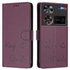 For ZTE nubia Z60 Ultra Smile Embossing RFID Leather Phone Case(Violet) - 2