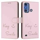 For ZTE Blade A53 Pro Smile Embossing RFID Leather Phone Case(Pink) - 2